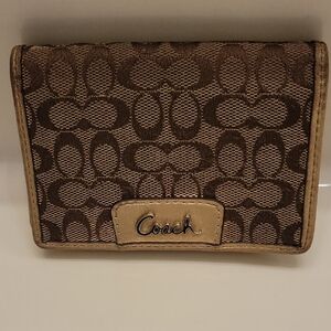 Coach Tan and Brown Signature Wallet